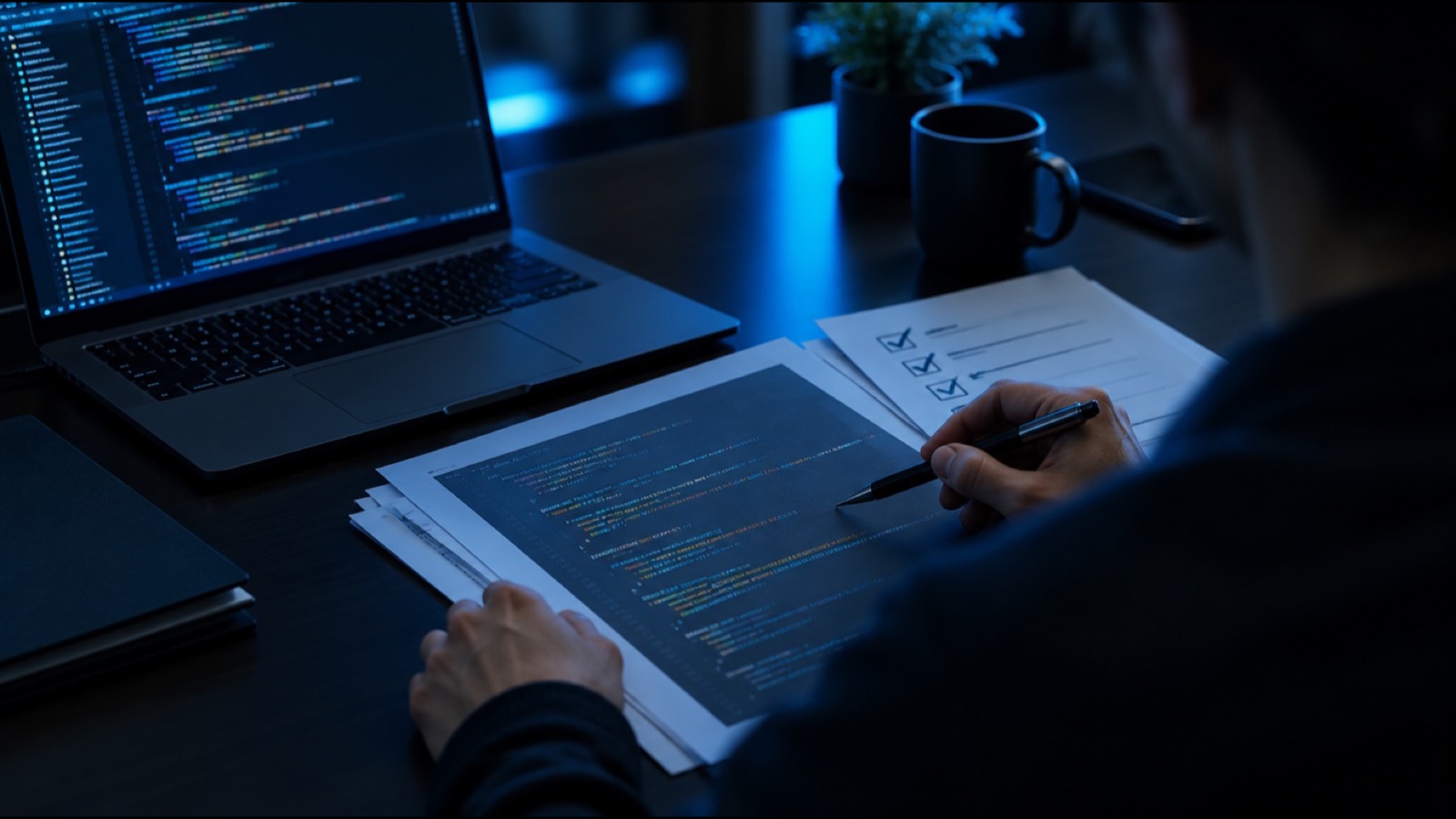 AIが書いたコードを、人が一つずつ確かめる場面